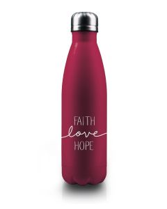 Isolierflasche "Faith-Love-Hope" - beerenrot