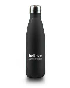 Isolierflasche "Believe all things are possible" - schwarz
